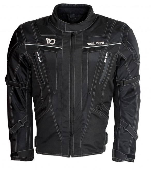 Hovedbilde OUTLET WD SPORT 2 SORT, TEKSTIL MC JAKKE, MED CE-GODKJENT BESKYTTELSE, VANNTETT